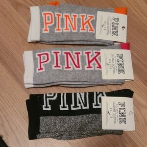 PINK Victoria's Secret Socks - Orange, Pink, Gray, Black